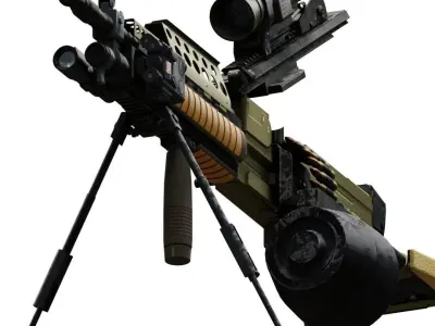 Tactical Light Machine Gun LMG Low-poly 3D model