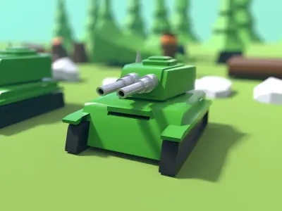 Low Poly Tank Game Kit Free low-poly 3D model