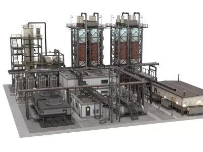 3D Industrial Plant Facility - 51 Objects Clean Quad Modeling 3D model