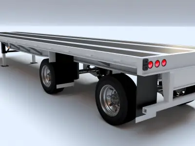 Flat Bed Trailer for a DAF XF Truck Low-poly 3D model