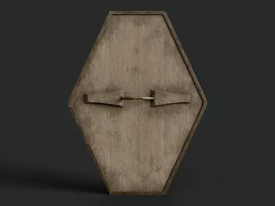 Slavic diamond-shaped shield painted green with uroboros symbol Low-poly 3D model