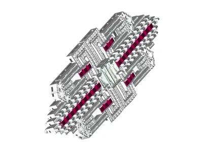 Antique Art Deco Vintage Diamond Brooch 3D print model