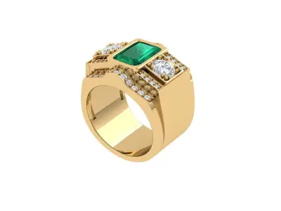 Emerald Art Deco Ring 3D print model 44