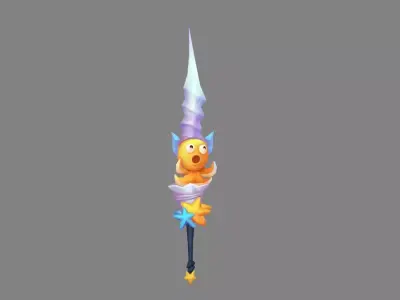 Cartoon starfish octopus sword Low-poly 3D model