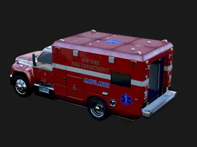1980 Ambulance 3D Model Quality Realistic Rendered With Textured Low-poly 3D model