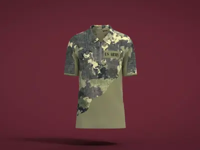 Military Outfit - T-shirt Low-poly 3D model 38