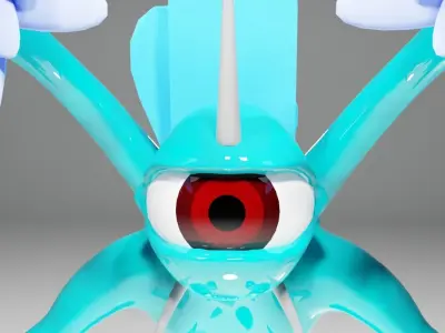 sci-fi creepy monster with big eyes 3D model