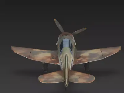 Realistic Wrecked Vintage WWII Fighter Plane 3D Model Low-poly 3D model