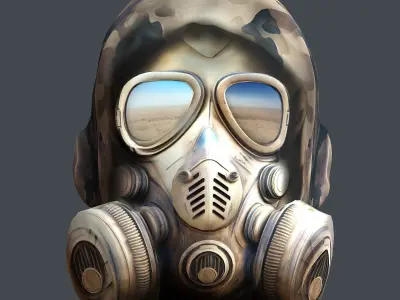 Gas mask helmet 3d model military combat Low-poly Low-poly 3D model 15
