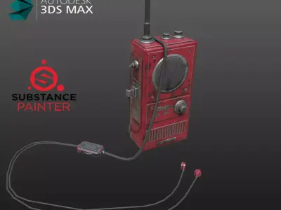 Army walkie talkie Low-poly 3D model