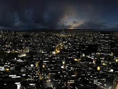 Paris Night Scene 3D model