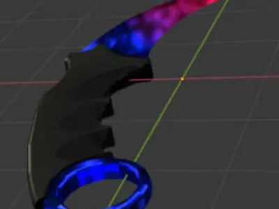 Stylized karambit knife Weapon with gradient PBR low poly Low-poly 3D model