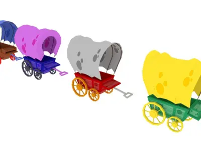 CARTOON WAGONS Low-poly 3D model