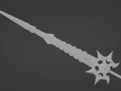 fantasy golden sword Free low-poly 3D model