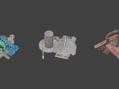 Metal junk parts Low-poly 3D model