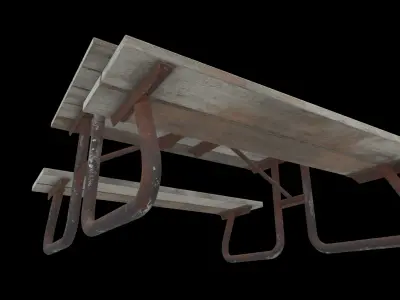 wooden picnic table 01 3D model