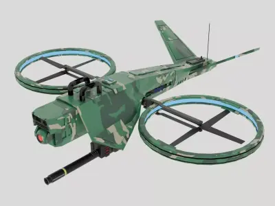 Military hover drone Low-poly 3D model