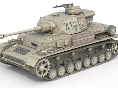 Panzer IV German Medium Tank Low-poly 3D model