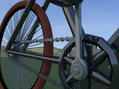 Cycle bicycle in grass Low-poly 3D model
