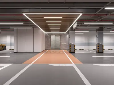 Modern underground garage - vacant parking lot 3D model