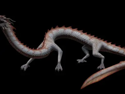 Asian Serpent Dragon Low-poly 3D model