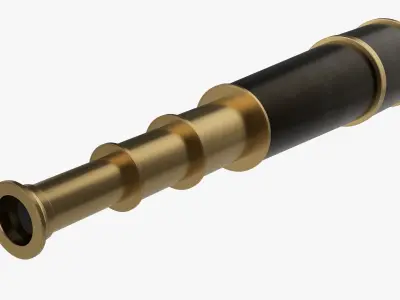 Antique brass spyglass 3D model