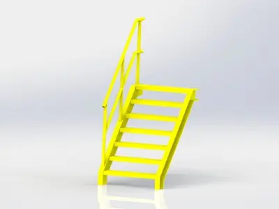 Steel stair  Low-poly 3D model