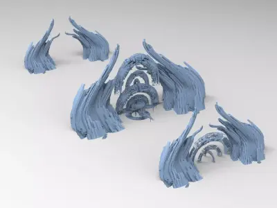 Cliff tower ring city alleyway 3 versions  3D model