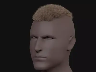 7Man buzzcut  Hair Low-poly 3D model