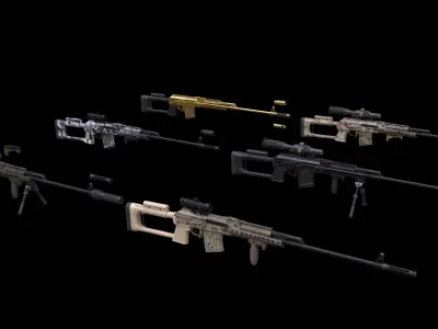 ASR-18 Camouflaged SVD Based Sniper Rifle Low-poly 3D model