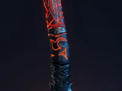 Demonic fantasy battle axe 4K Low-poly 3D model