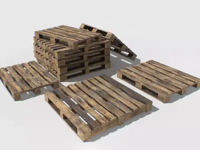 Industrial Wooden Pallet 5 Low-poly 3D model