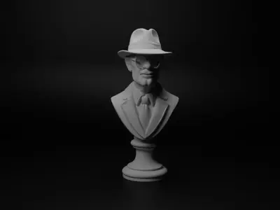 Spy Agent Bust Chess 3D print model get