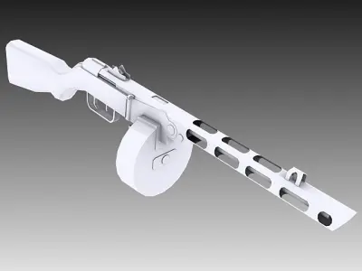 PPSh-41 gun Low-poly 3D model purchase