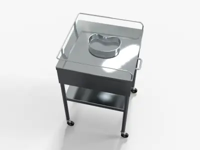 Hospital Bedside Stainless Table Medical Low-poly 3D model