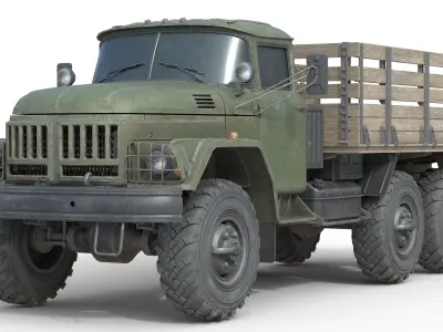 Zil 131 Army Truck Low-poly 3D model