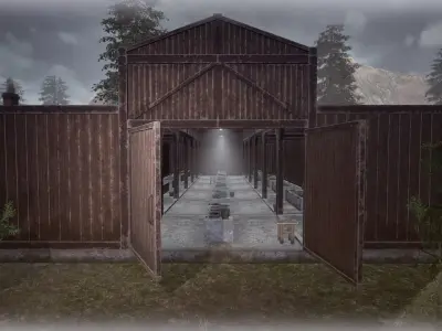 Barrack for prisoners Low-poly 3D model