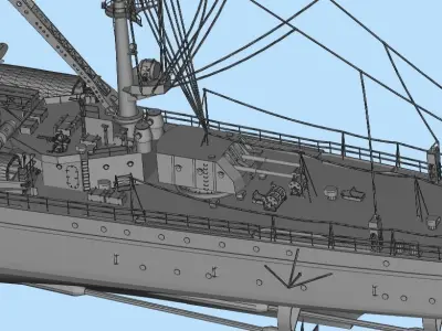 Cruiser ship Low-poly 3D model