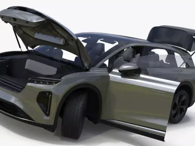 Lucid Gravity Olive Electric SUV Lights Off Rigged for Cinema 4D 3D model