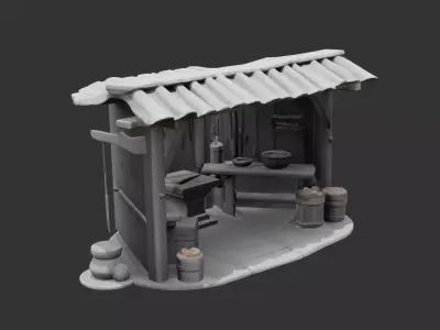Medieval Blacksmith Stall Low-poly 3D model