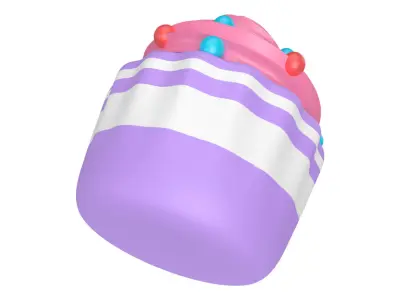 Cartoon Cupcake  Low-poly 3D model