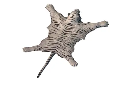 Tiger skin fur white tiger carpet low poly Low-poly 3D model