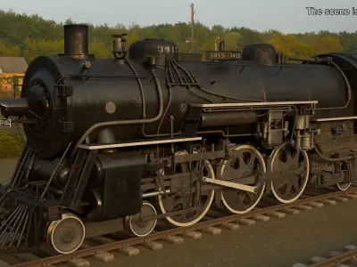 Steam locomotive Santa Fe 3415 3D model