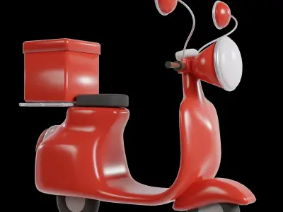 Scooter for Delivery cartoon character 3D model