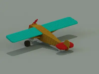 Voxel Plane Low-poly 3D model