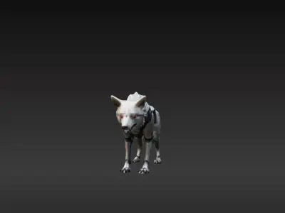 Cybernetic Wolf  Sci Fi Creature Low-poly 3D model