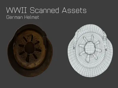WW2 German Helmet StahlHelm - WW2 Scanned Asset Pack Low-poly 3D model