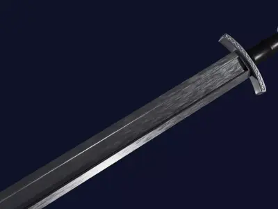 Langsax sword with Caroling handle Low-poly 3D model