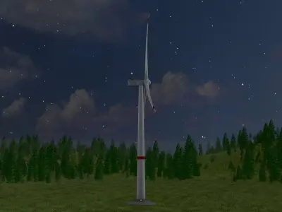 Wind-turbine with foundation V1 H-120 RD 160 m Low-poly 3D model
