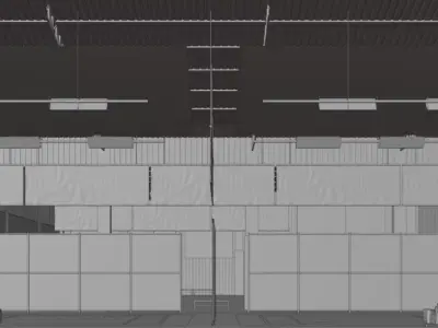 Professional Yonex branded indoor badminton court VIP zone 3D model